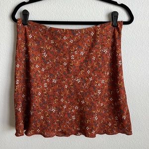 socialite burnt orange floral skirt